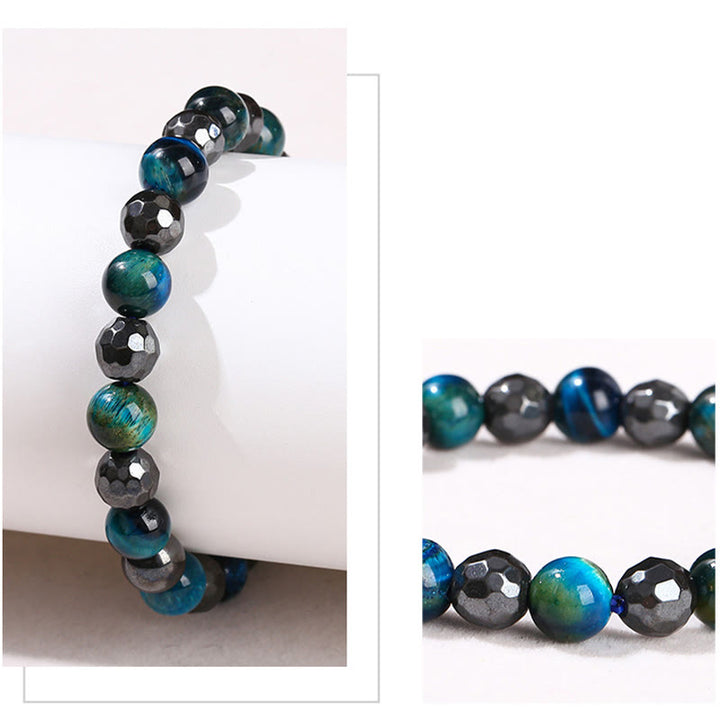 Juego de 2 pulseras poderosas de ojo de tigre y hematita y ojo de tigre azul con Buddha Stones