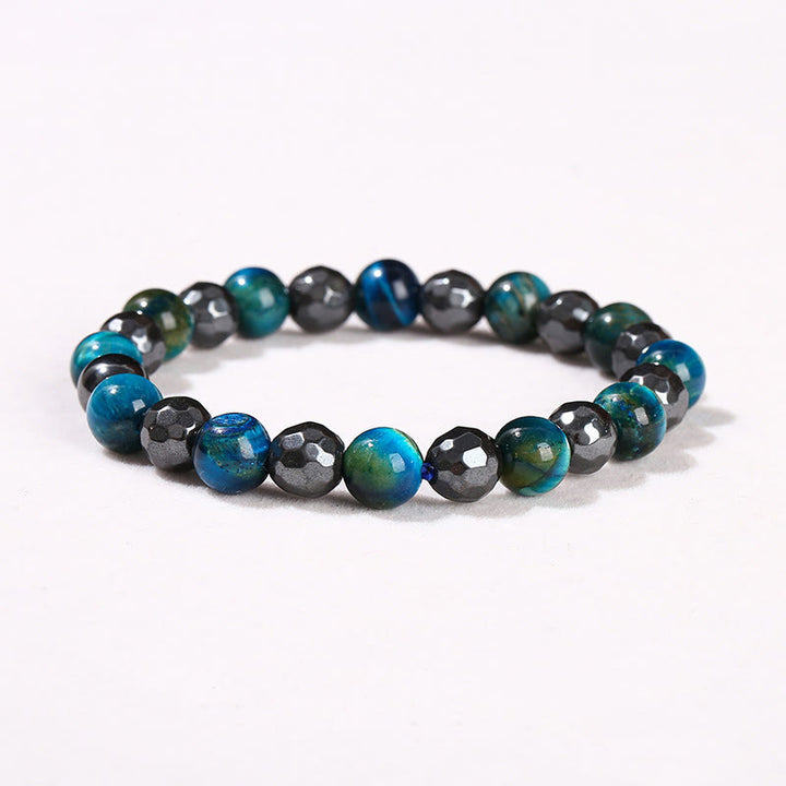 Juego de 2 pulseras poderosas de ojo de tigre y hematita y ojo de tigre azul con Buddha Stones