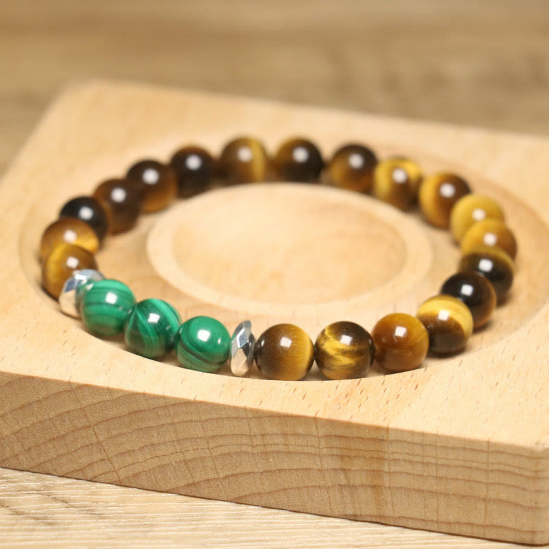 Pulsera de coraje con ojo de tigre y ojo de tigre verde de Buddha Stones