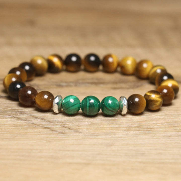 Pulsera de coraje con ojo de tigre y ojo de tigre verde de Buddha Stones