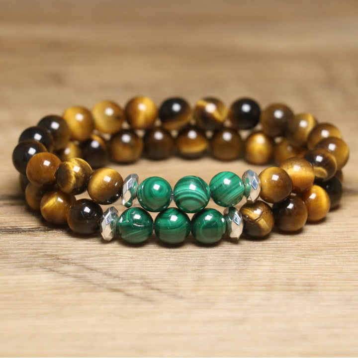 Pulsera de coraje con ojo de tigre y ojo de tigre verde de Buddha Stones