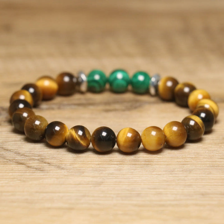 Pulsera de coraje con ojo de tigre y ojo de tigre verde de Buddha Stones