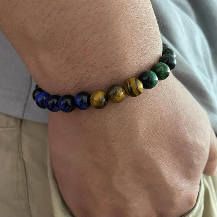 Pulsera de equilibrio de ojo de tigre azul y ojo de tigre verde con Buddha Stones