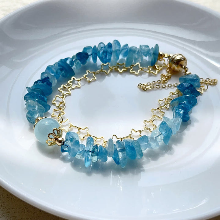 Pulsera con hebilla magnética y diseño de grava y aguamarina con Buddha Stones
