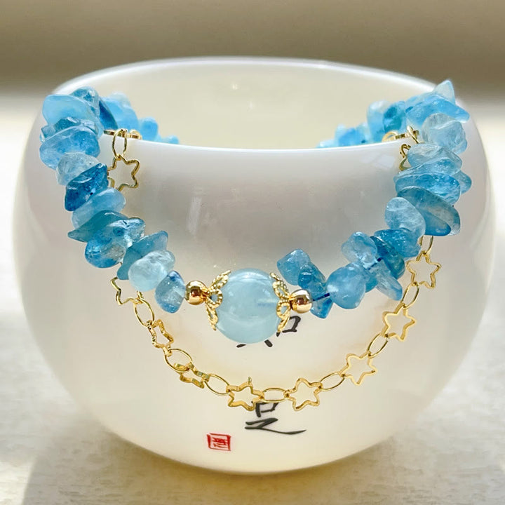 Pulsera con hebilla magnética y diseño de grava y aguamarina con Buddha Stones