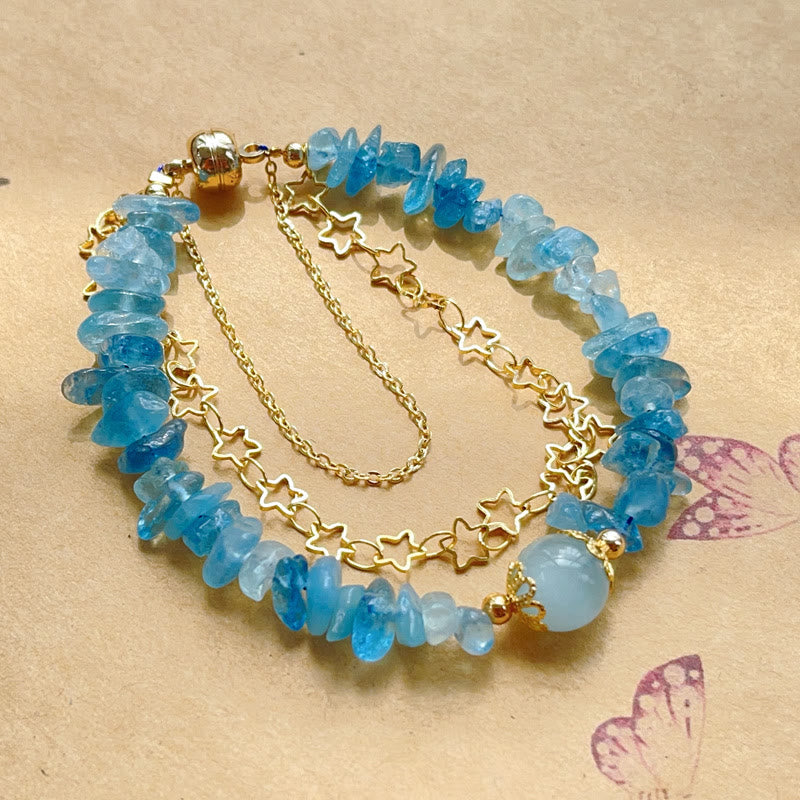 Pulsera con hebilla magnética y diseño de grava y aguamarina con Buddha Stones