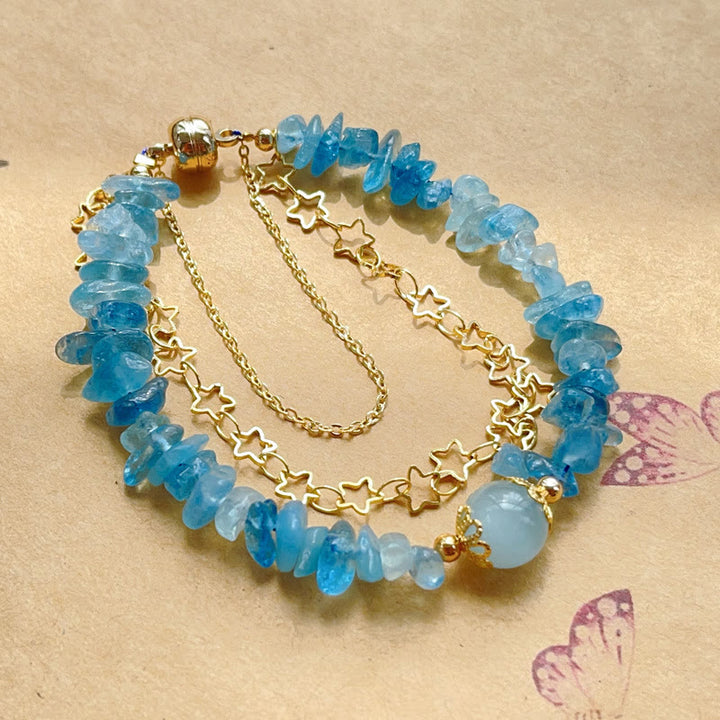 Pulsera con hebilla magnética y diseño de grava y aguamarina con Buddha Stones