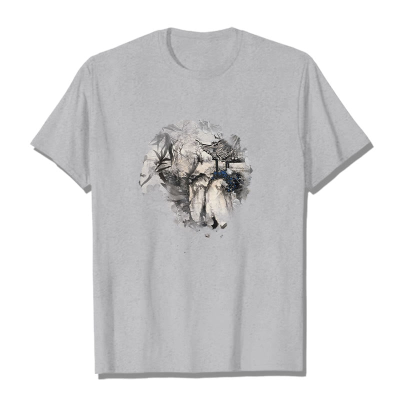 Camiseta con diseño de pabellón de montaña de bambú chino con Buddha Stones - Gris claro - 2XL - image 19