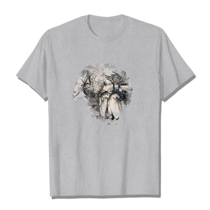 Camiseta con diseño de pabellón de montaña de bambú chino con Buddha Stones - Gris claro - 2XL - image 19