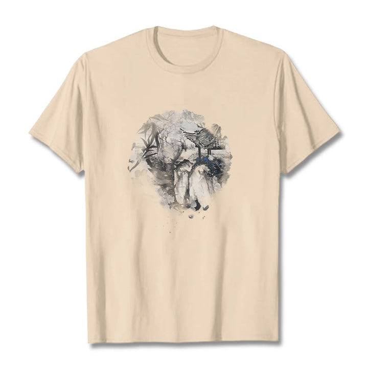 Camiseta con diseño de pabellón de montaña de bambú chino con Buddha Stones - Sopa de mariscos - 2XL - image 5