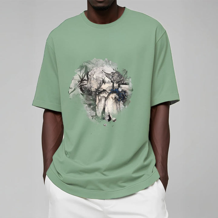 Camiseta con diseño de pabellón de montaña de bambú chino con Buddha Stones - image 16