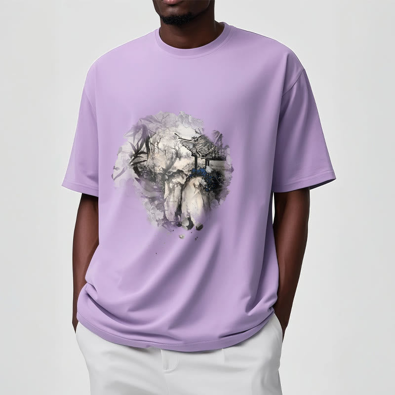 Camiseta con diseño de pabellón de montaña de bambú chino con Buddha Stones - image 18