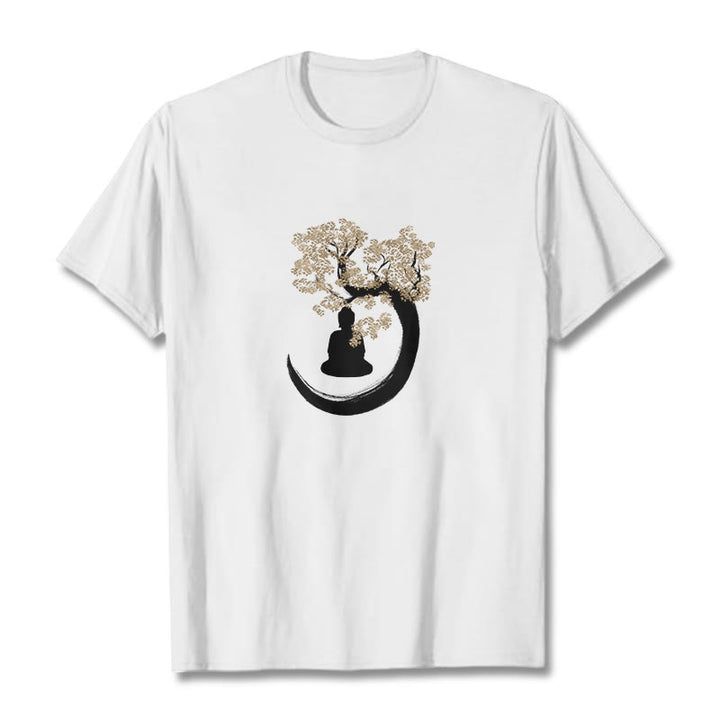 Camiseta de algodón con Buddha Stones y Buda sentado bajo el árbol - Blanco - 2XL - image 11