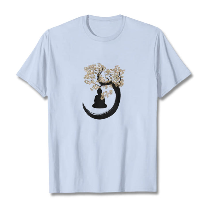 Camiseta de algodón con Buddha Stones y Buda sentado bajo el árbol - Cian claro - 2XL - image 16