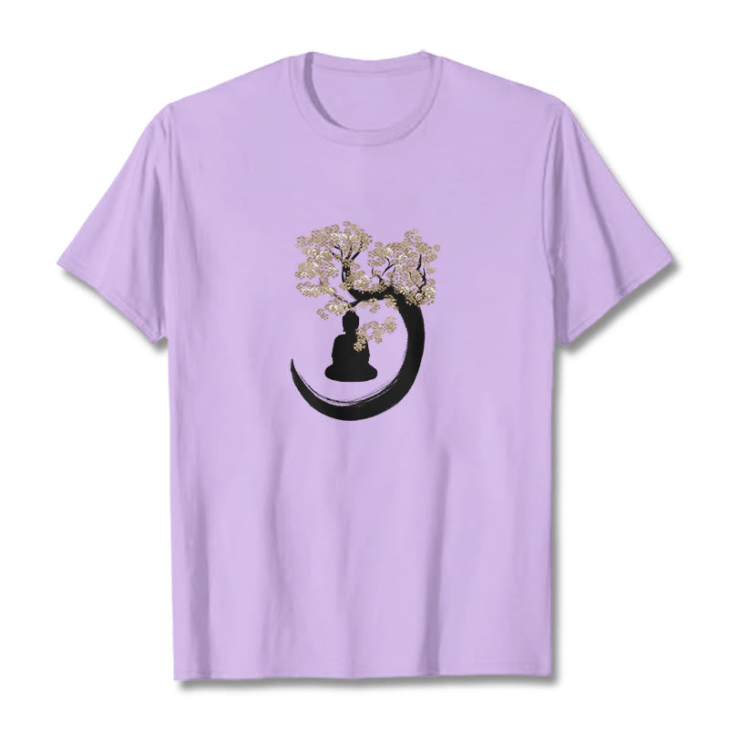 Camiseta de algodón con Buddha Stones y Buda sentado bajo el árbol - Ciruela - 2XL - image 5