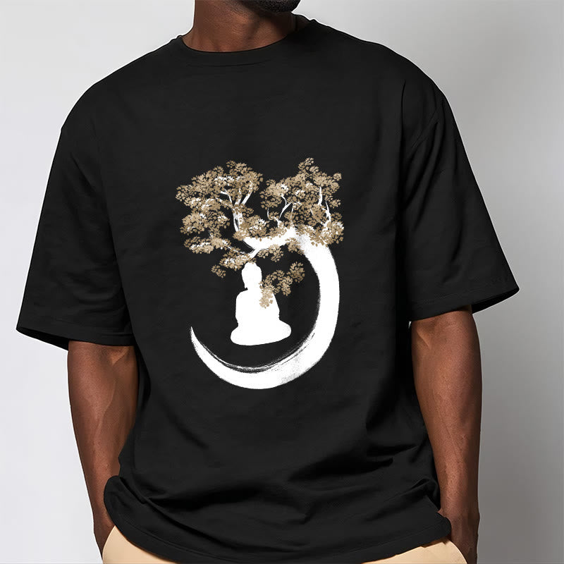 Camiseta de algodón con Buddha Stones y Buda sentado bajo el árbol - image 10