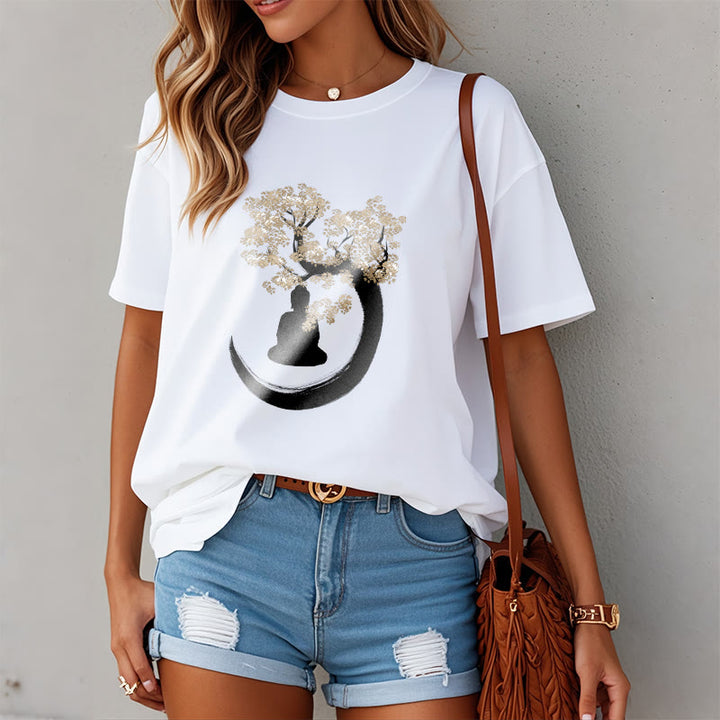 Camiseta de algodón con Buddha Stones y Buda sentado bajo el árbol - image 14