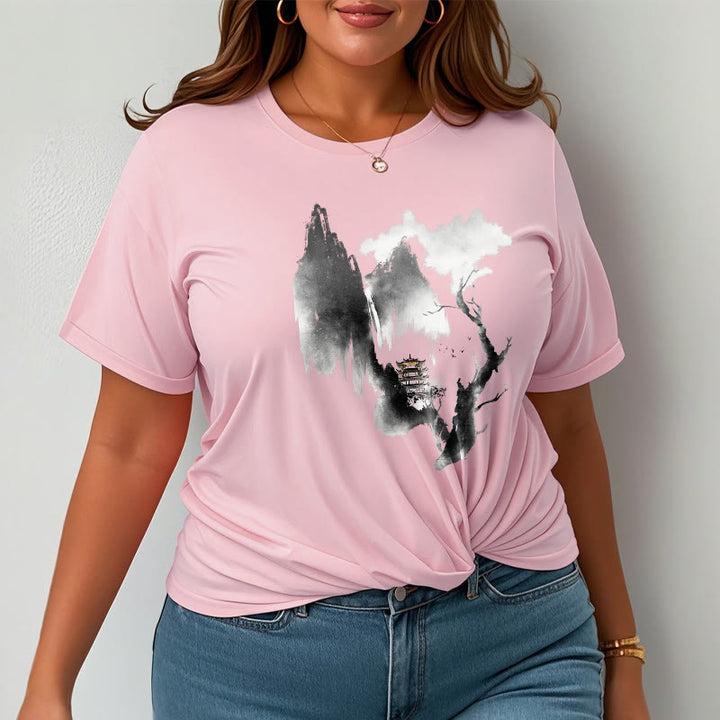 Camiseta con estampado de Buddha Stones Pavilion Tree Geese Around The Mountains - image 15