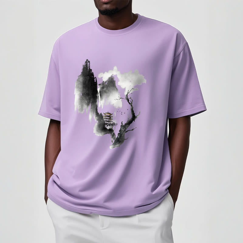 Camiseta con estampado de Buddha Stones Pavilion Tree Geese Around The Mountains - image 19