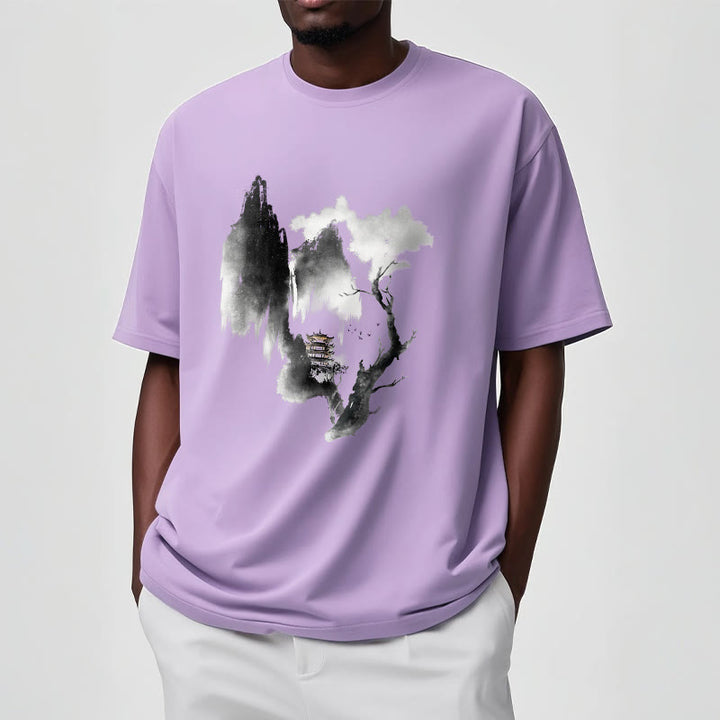 Camiseta con estampado de Buddha Stones Pavilion Tree Geese Around The Mountains - image 19