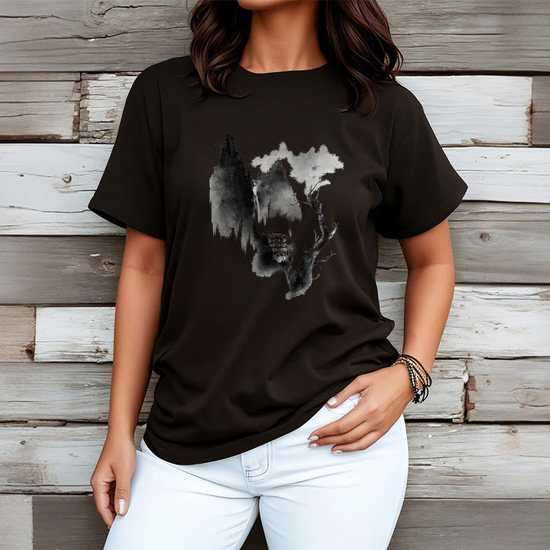 Camiseta con estampado de Buddha Stones Pavilion Tree Geese Around The Mountains - image 9