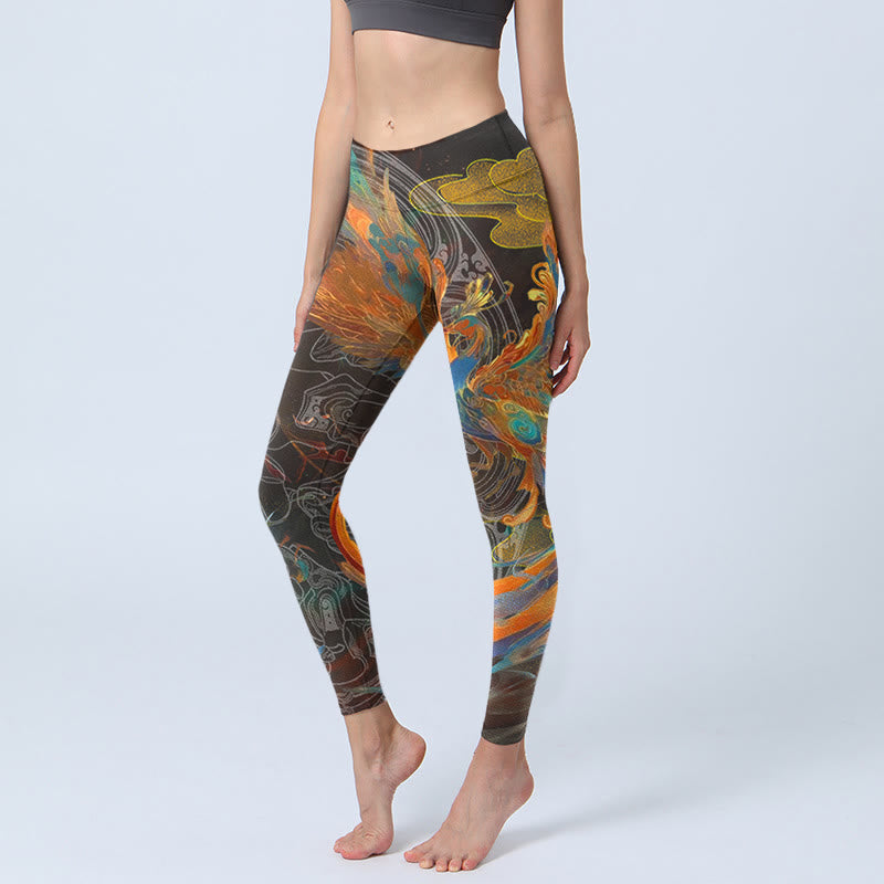 Leggings deportivos Buddha Stones Vibrant Phoenix para mujer - Negro - US18，UK/AU22，EU50 (4XL) - image 1