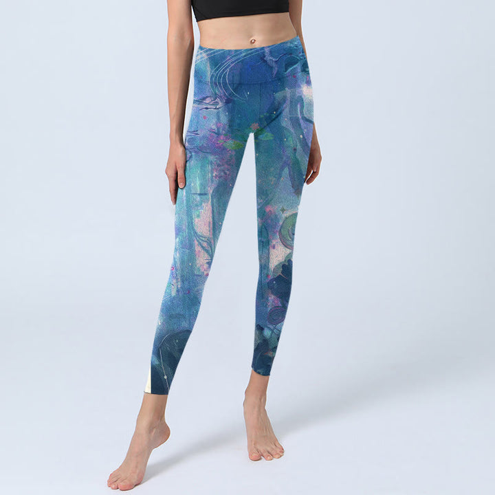 Leggings de gimnasio con Buddha Stones, flores de loto, hojas y pájaros, pantalones de yoga para mujer - image 6