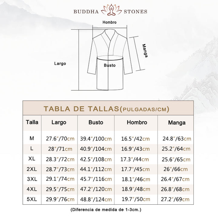 Buddha Stones Camisa casual de manga larga con cuello en V Ropa de hombre de lino - image 5