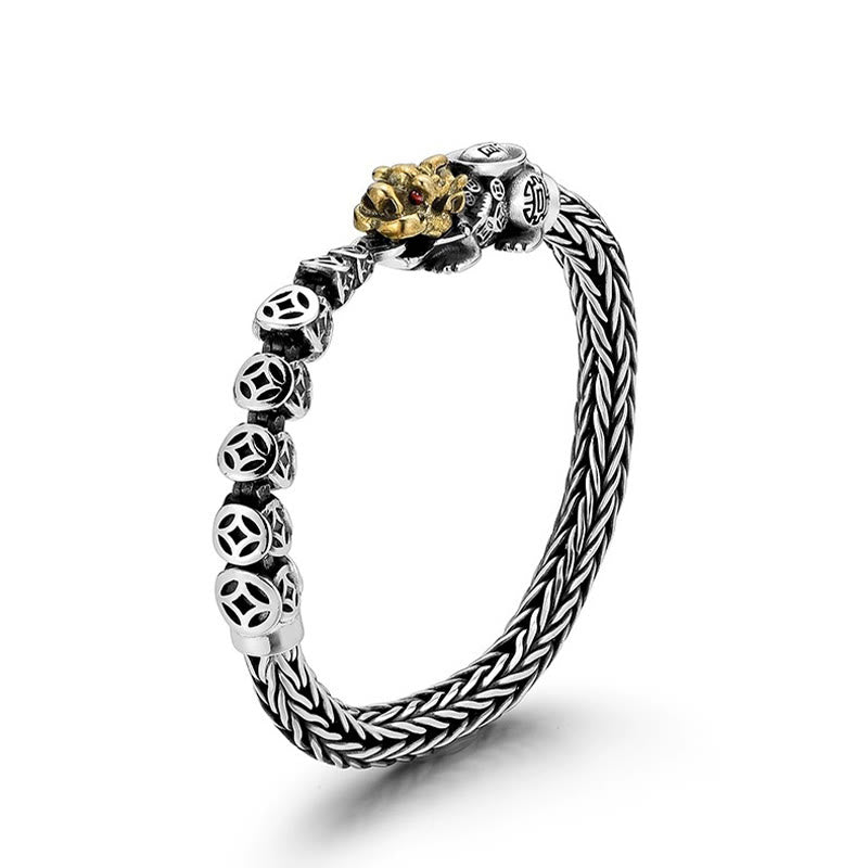 Pulsera de plata de ley 925 con lingotes de monedas de cobre PiXiu y Buddha Stones - image 1