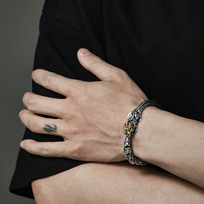 Pulsera de plata de ley 925 con lingotes de monedas de cobre PiXiu y Buddha Stones - image 3