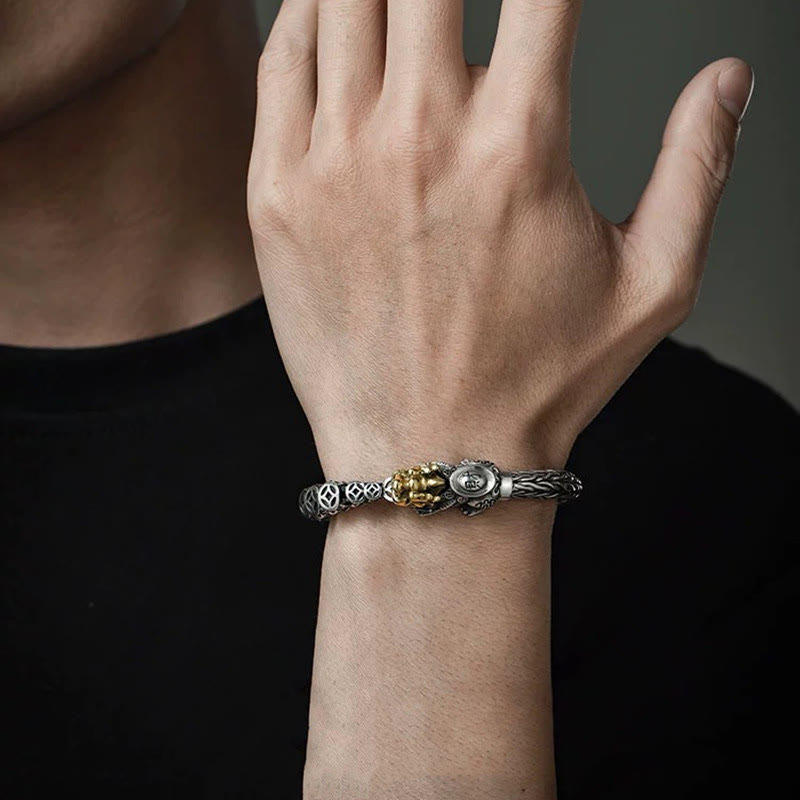 Pulsera de plata de ley 925 con lingotes de monedas de cobre PiXiu y Buddha Stones - image 8