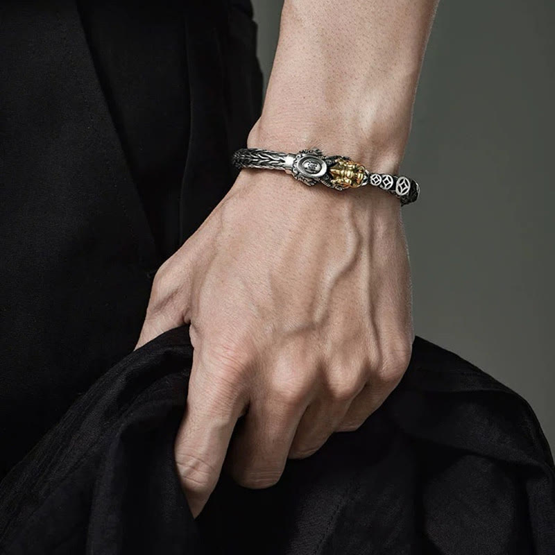 Pulsera de plata de ley 925 con lingotes de monedas de cobre PiXiu y Buddha Stones - image 4