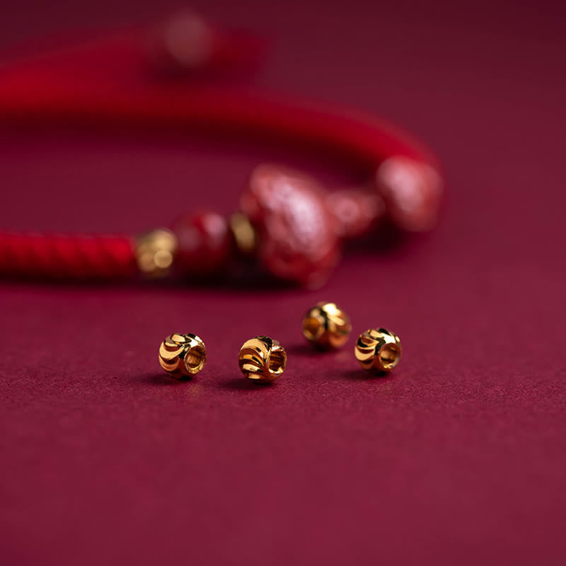 Pulsera trenzada de hilo rojo con bendición de PiXiu y mango de ruyi de cinabrio hecha a mano con Buddha Stones