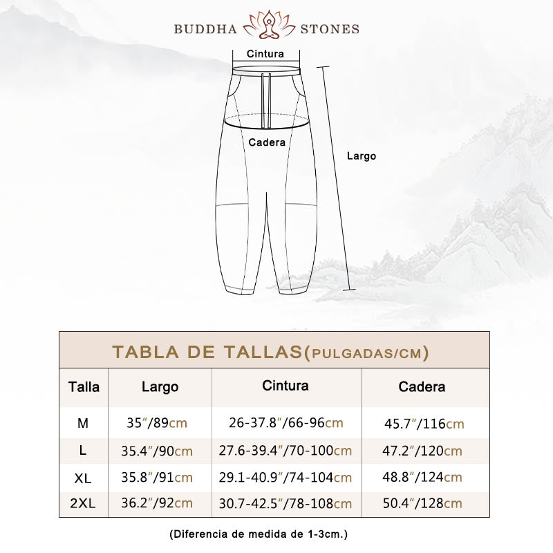 Pantalones harén de lino con cintura elástica y cordón ajustable para mujer de Buddha Stones con bolsillos - image 6