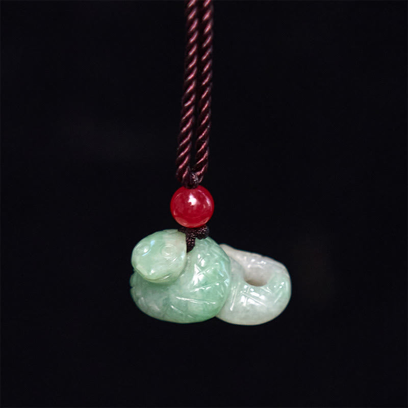 Collar con colgante de jade natural con Buddha Stones y el año de la serpiente del zodíaco chino - image 2