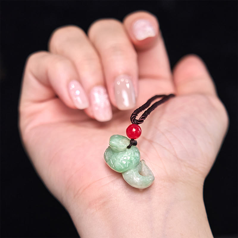 Collar con colgante de jade natural con Buddha Stones y el año de la serpiente del zodíaco chino - image 7