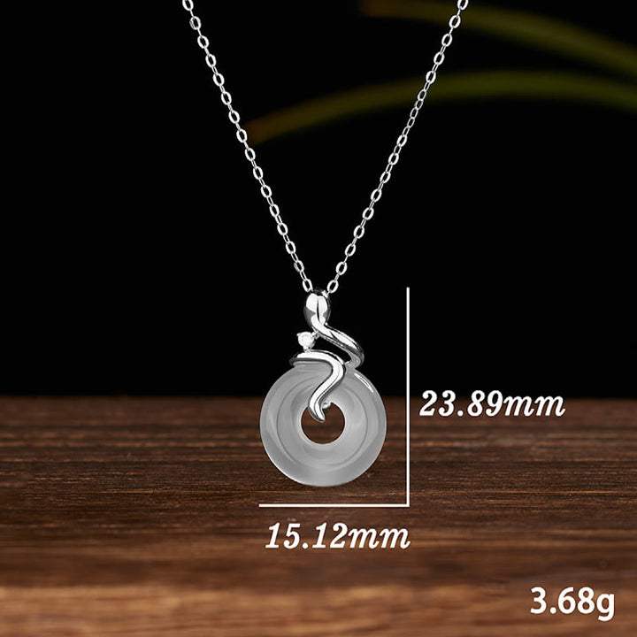 Colgante con hebilla de paz y calcedonia del año de la serpiente en plata de ley 925 con Buddha Stones - image 8