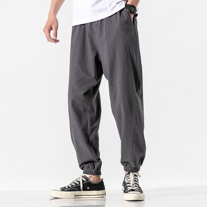 Pantalones de algodón con cordón y bolsillos para hombre de color liso con Buddha Stones - Gris oscuro - US/UK/AU50, EU60 (5XL) - image 4