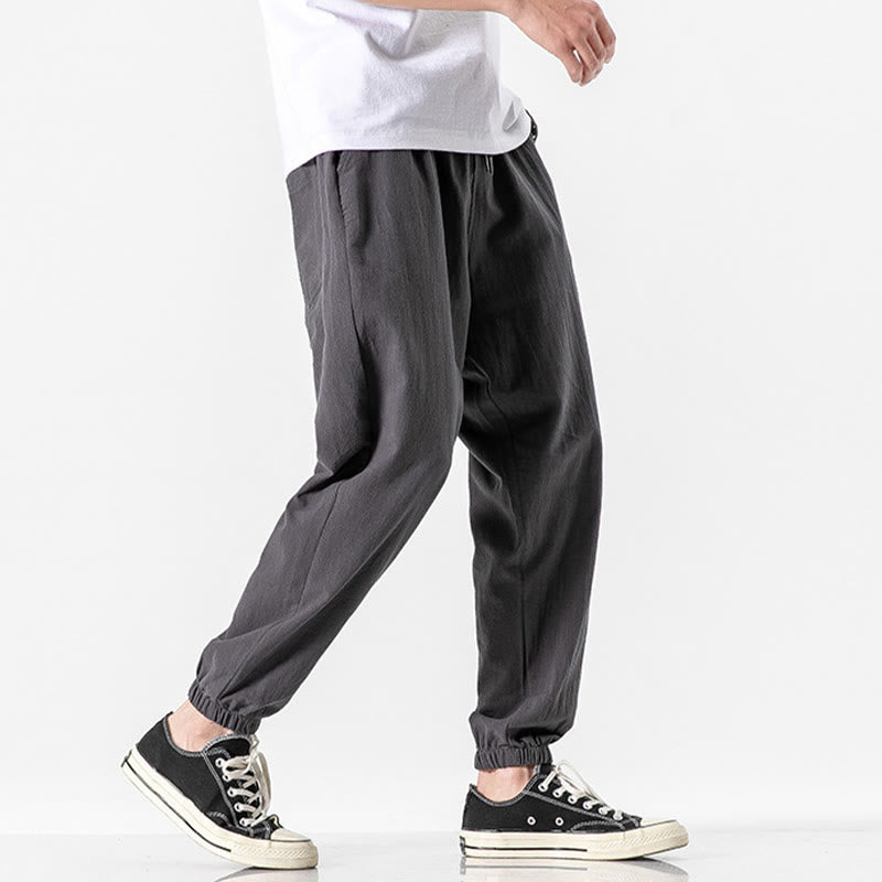 Pantalones de algodón con cordón y bolsillos para hombre de color liso con Buddha Stones - image 5