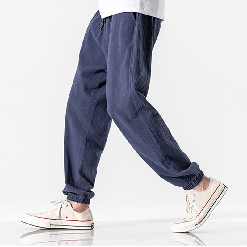 Pantalones de algodón con cordón y bolsillos para hombre de color liso con Buddha Stones - image 17