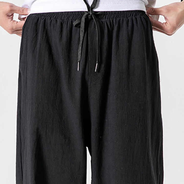 Pantalones de algodón con cordón y bolsillos para hombre de color liso con Buddha Stones - image 12