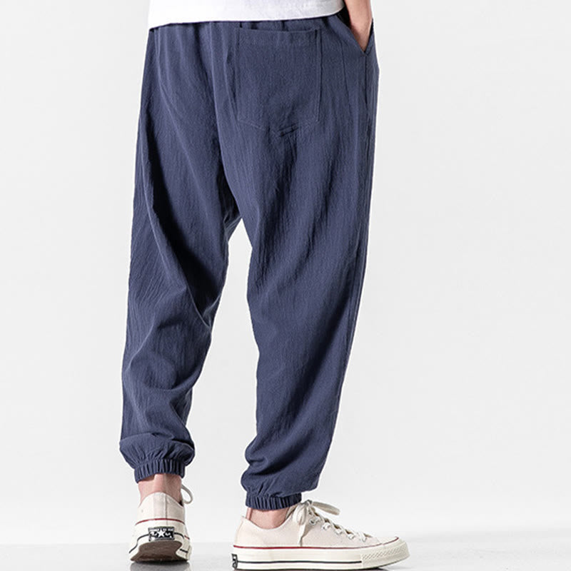 Pantalones de algodón con cordón y bolsillos para hombre de color liso con Buddha Stones - image 18