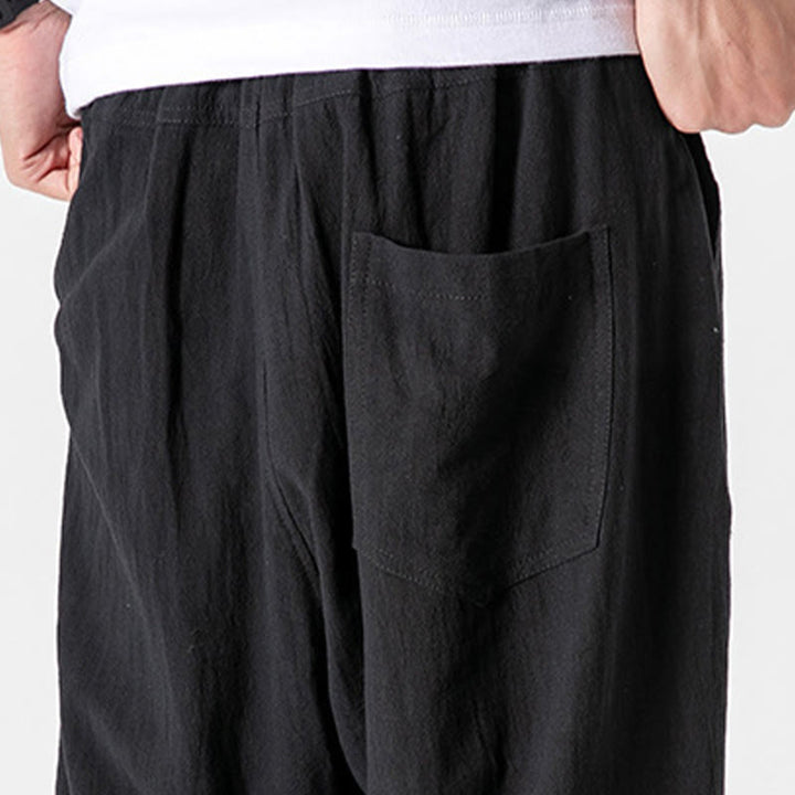 Pantalones de algodón con cordón y bolsillos para hombre de color liso con Buddha Stones - image 14