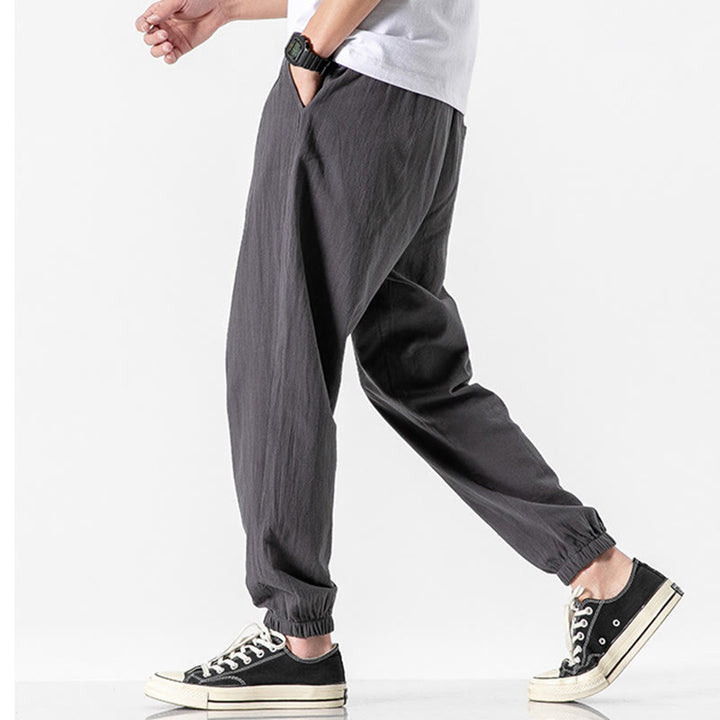 Pantalones de algodón con cordón y bolsillos para hombre de color liso con Buddha Stones - image 6