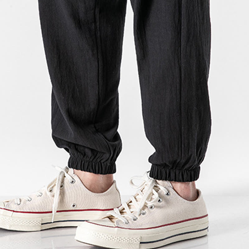 Pantalones de algodón con cordón y bolsillos para hombre de color liso con Buddha Stones - image 15