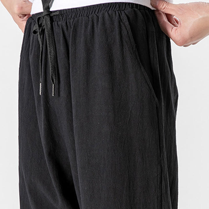Pantalones de algodón con cordón y bolsillos para hombre de color liso con Buddha Stones - image 13