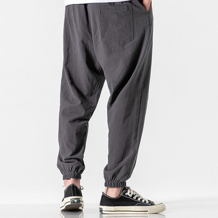 Pantalones de algodón con cordón y bolsillos para hombre de color liso con Buddha Stones - image 7