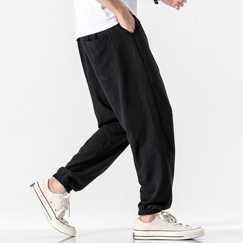 Pantalones de algodón con cordón y bolsillos para hombre de color liso con Buddha Stones - image 9