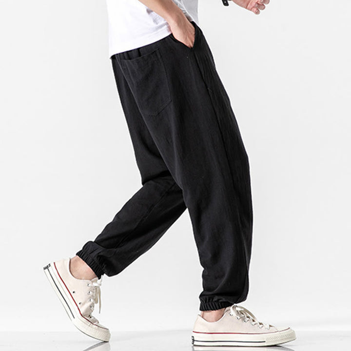 Pantalones de algodón con cordón y bolsillos para hombre de color liso con Buddha Stones - image 9