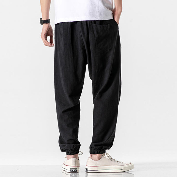 Pantalones de algodón con cordón y bolsillos para hombre de color liso con Buddha Stones - image 11